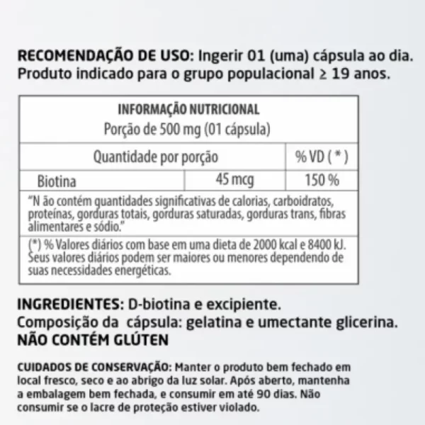 Biotina 60 Cápsulas 500mg - Image 2