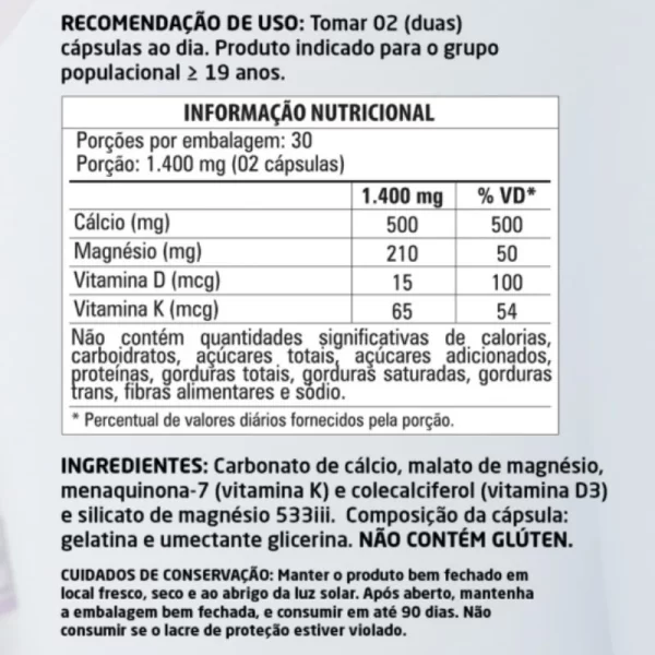 Cálcio MDK - Magnésio - D3 - Vitamina K - 700mg - Image 2