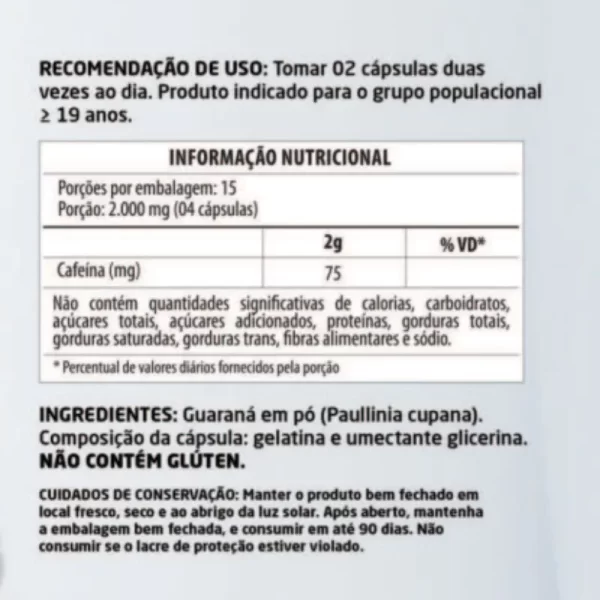 Guaraná 60 cápsulas 500mg - Image 2