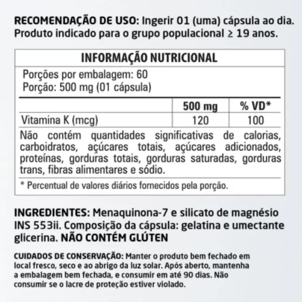 Vitamina K2 60 cápsulas 500mg - Image 2