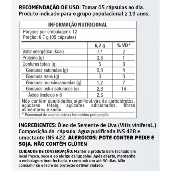 Óleo de Semente de Uva 60 cápsulas 1000mg - Image 2