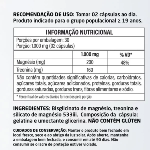 Magnésio Treonato 60 cápsulas 500mg - Image 2